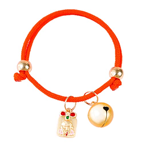 FOReverweihuajz Pet Cat Collar-Fade Hermoso Gatito Perros Collar con Bell Dress-Up Estilo Chino Naranja