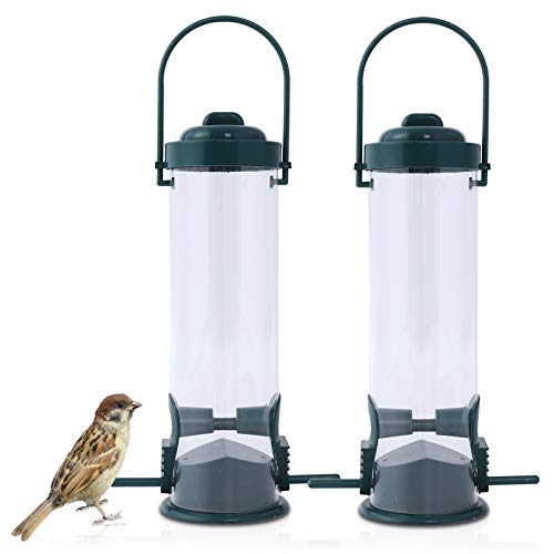 FORMIZON Comedero for Semillas Colgante, 2 Paquete Comedero Verde Pajaro, Pájaros Colgante Comedero para Jardín Al Aire Libre Patio Patio Trasero (Verde)