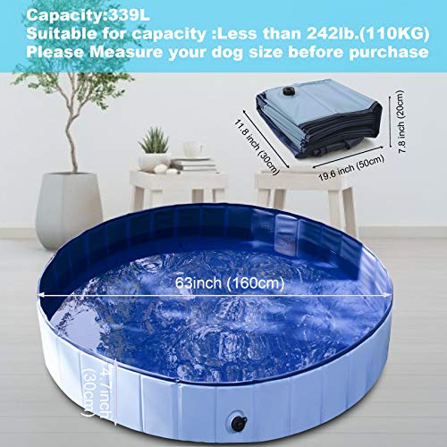 Founten Piscina para Perros - 120 x 30 cm Piscina para Perros Plegable Piscina Antideslizante para Perros y Gatos, Piscina para Perros Adecuada para Interiores y Exteriores