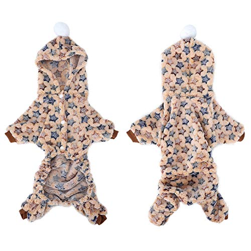 Franela Sandy Beige Maste De Mascota Ropa De Invierno Cálido Pijamas Star Disfraz For Cats Dogs XXL