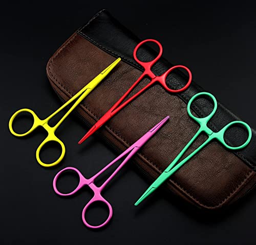 FRLYQ Tijeras Profesionales De Peluquero, Tijeras Rectas Y Curvas para Traumatismos, Pinzas Hemostáticas para Mosquitos, Tijeras Quirúrgicas para El Cuidado del Perro, Abrazadera para Mascotas, para