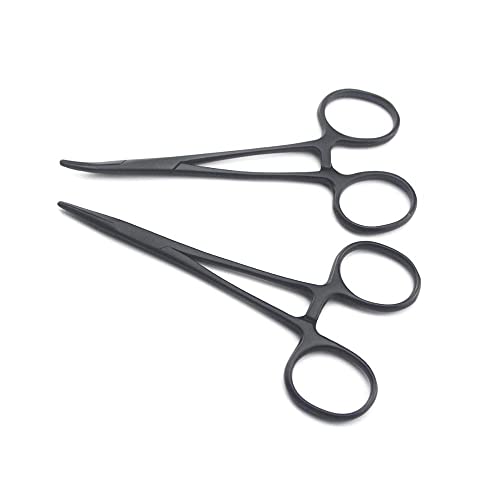 FRLYQ Tijeras Profesionales De Peluquero, Tijeras Rectas Y Curvas para Traumatismos, Pinzas Hemostáticas para Mosquitos, Tijeras Quirúrgicas para El Cuidado del Perro, Abrazadera para Mascotas, para