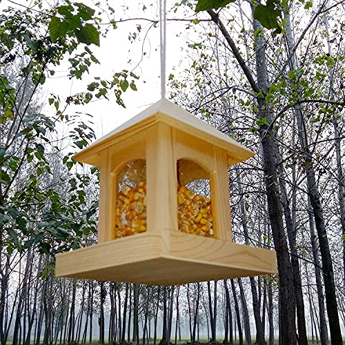 Frofine Comedero para Pájaros Comedero Aves Pájaros de Madera Alimentador Aves Silvestres Exterior Alimentador pájaros Pajarera Colgante Exterior Casita Pajaros Exterior Pajareras Exterior en Jardin