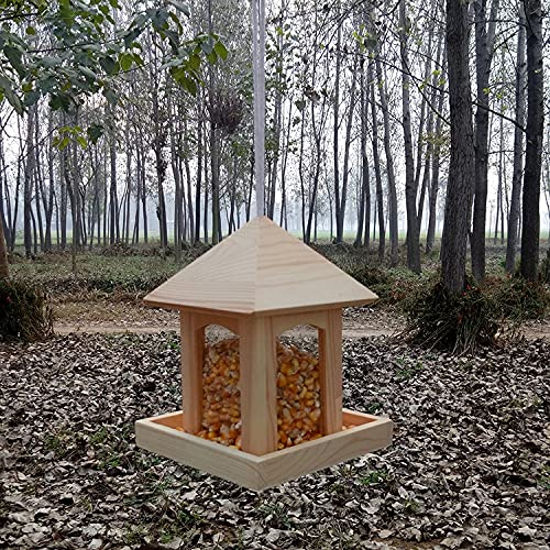 Frofine Comedero para Pájaros Comedero Aves Pájaros de Madera Alimentador Aves Silvestres Exterior Alimentador pájaros Pajarera Colgante Exterior Casita Pajaros Exterior Pajareras Exterior en Jardin