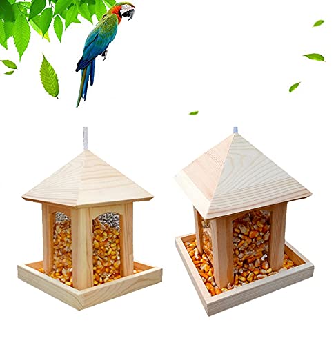 Frofine Comedero para Pájaros Comedero Aves Pájaros de Madera Alimentador Aves Silvestres Exterior Alimentador pájaros Pajarera Colgante Exterior Casita Pajaros Exterior Pajareras Exterior en Jardin