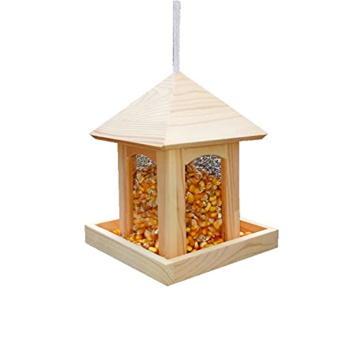Frofine Comedero para Pájaros Comedero Aves Pájaros de Madera Alimentador Aves Silvestres Exterior Alimentador pájaros Pajarera Colgante Exterior Casita Pajaros Exterior Pajareras Exterior en Jardin