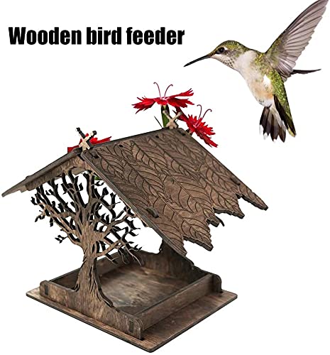 Frofine Comedero para Pájaros Comedero para Aves Pajareras Exterior en Jardin Alimentador Aves Silvestres Alimentador pájaros Pájaros de Madera Pajarera Colgante Exterior Casita Pajaros Exterior