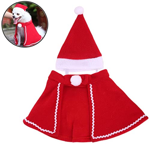 Froiny 1 Set Los Disfraces Navidad Set Set Pet Cloak Santa Sombreros Ropa para Perros Pequeños Y Gatos