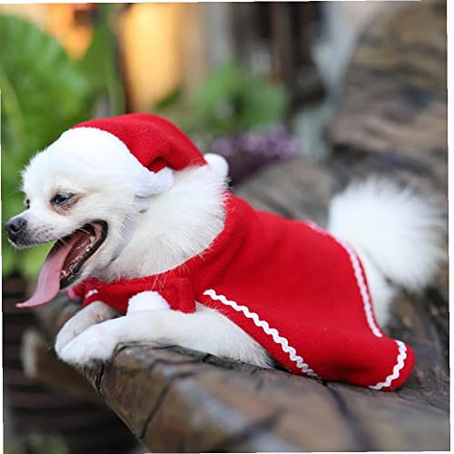 Froiny 1 Set Los Disfraces Navidad Set Set Pet Cloak Santa Sombreros Ropa para Perros Pequeños Y Gatos