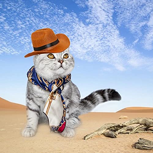 Froiny 1 Unid Hombre Petría Divertido para Dog Cat Cat Westernow Cowboy Hat Photo Proporte Cap Perro Universal para Poste Calle Halloween Accesorios Pet Mascotas
