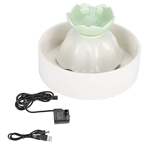 Fuente de Agua para Mascotas, Fuente de Agua para Gatos de Porcelana, Fuente de cerámica para Mascotas Mascotas ecológicas Animales pequeños para Perros para Gatos(Apple Green)