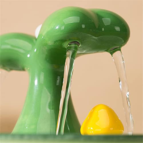 Fuente Gato cerámica, Fuente Agua Gato Porcelana automática, con función de filtrado de Cinco Capas, Fuentes de Agua Ultra silenciosa, fácil de Limpiar, para Gatos y Perros pequeños,Verde