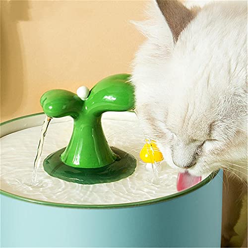 Fuente Gato cerámica, Fuente Agua Gato Porcelana automática, con función de filtrado de Cinco Capas, Fuentes de Agua Ultra silenciosa, fácil de Limpiar, para Gatos y Perros pequeños,Verde