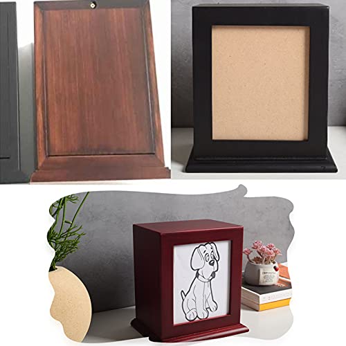 FUFRE Urna de madera para mascotas, urna de madera con marco de fotos, caja de cremación, para perros y gatos, cenizas (negro)