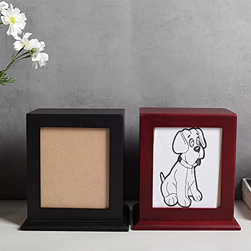 FUFRE Urna de madera para mascotas, urna de madera con marco de fotos, caja de cremación, para perros y gatos, cenizas (negro)