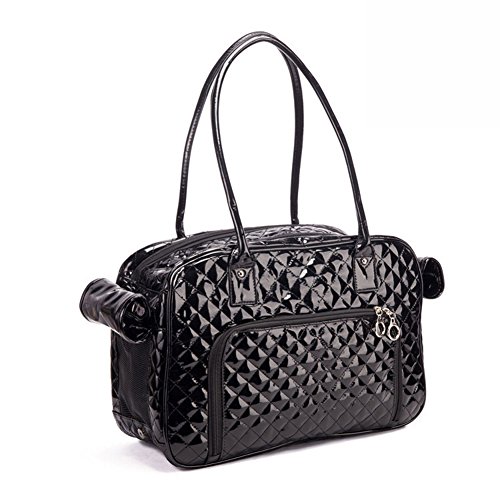 Fumeepro Bolsa de Transporte Perros Gatos Mascotas, Dos Grandes Bolsillos Traseros, Dos Ventanas Laterales, Cuero de la PU (Negro)