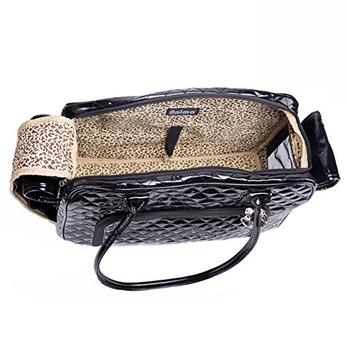 Fumeepro Bolsa de Transporte Perros Gatos Mascotas, Dos Grandes Bolsillos Traseros, Dos Ventanas Laterales, Cuero de la PU (Negro)
