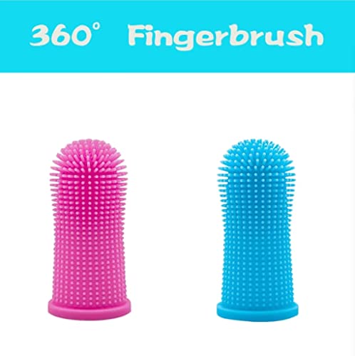 Funda Para Cepillo De Dientes Para Mascotas, Cepillo De Dientes De Silicona Para Perros Y Gatos Envuelto En 360 ° (2 Piezas) Adecuado Para Limpiar La Lengua Y Los Dientes De Gatos Y Perros(Azul/Rosa)