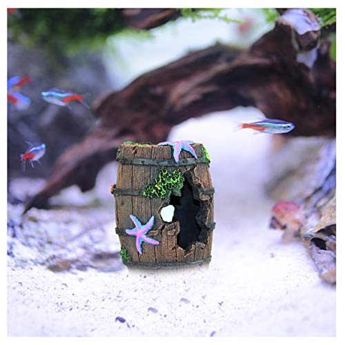 FuninCrea Decoración para cuevas de pecera, acuario roto barril, decoración de cuevas de pecera para pecera de montaña y cuevas de peces, para refugio de casa (marrón)