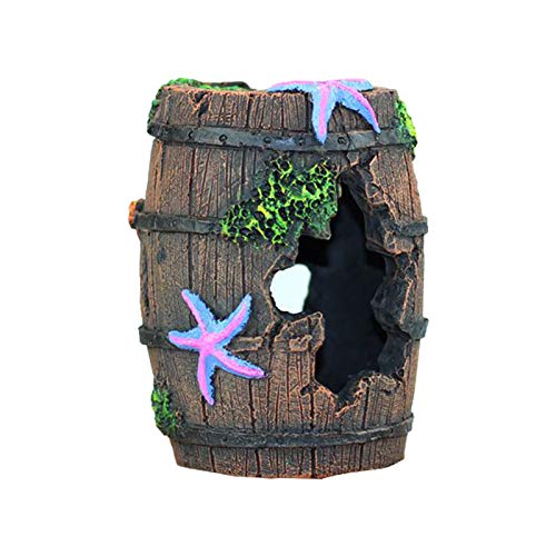FuninCrea Decoración para cuevas de pecera, acuario roto barril, decoración de cuevas de pecera para pecera de montaña y cuevas de peces, para refugio de casa (marrón)