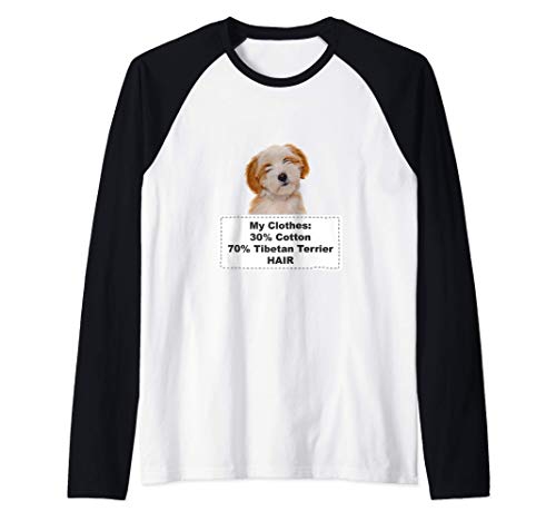 Funny Shedding Dog Tibetan terrier Camiseta Manga Raglan