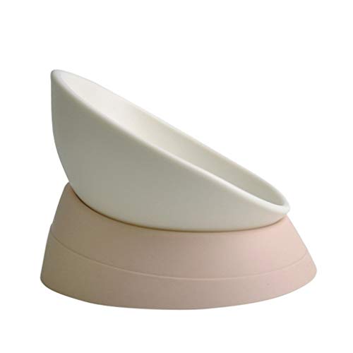 FURUIWUFENG Comedero automático para Perros y Gatos Creative Pet Bowl Bulldog Dog Bowl Oblique Bowl Cat Bowl Suministros para Mascotas Cuenco dispensador de Comida para Perros (Color : White)