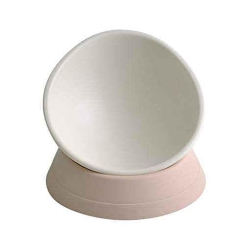 FURUIWUFENG Comedero automático para Perros y Gatos Creative Pet Bowl Bulldog Dog Bowl Oblique Bowl Cat Bowl Suministros para Mascotas Cuenco dispensador de Comida para Perros (Color : White)