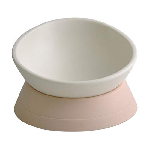 FURUIWUFENG Comedero automático para Perros y Gatos Creative Pet Bowl Bulldog Dog Bowl Oblique Bowl Cat Bowl Suministros para Mascotas Cuenco dispensador de Comida para Perros (Color : White)
