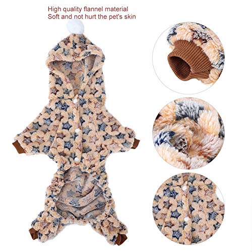 Fydun Abrigo de Invierno para Perros, Chaquetas de Franela Sandy para Perros, Ropa de Mono para Perros de Clima frío, Pijamas cálidos de Invierno, Disfraz de Estrella para Gatos y Perros(L)