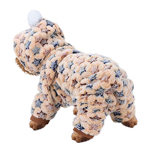 Fydun Abrigo de Invierno para Perros, Chaquetas de Franela Sandy para Perros, Ropa de Mono para Perros de Clima frío, Pijamas cálidos de Invierno, Disfraz de Estrella para Gatos y Perros(L)