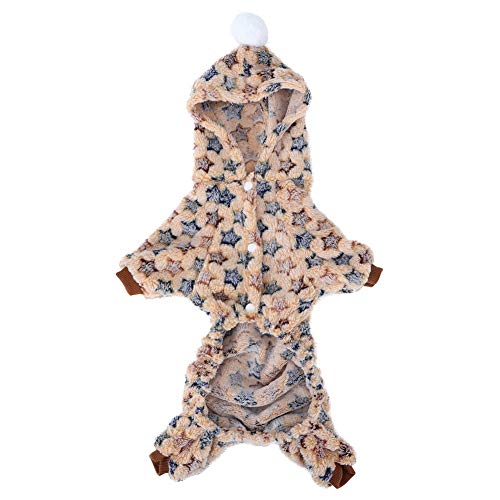 Fydun Abrigo de Invierno para Perros, Chaquetas de Franela Sandy para Perros, Ropa de Mono para Perros de Clima frío, Pijamas cálidos de Invierno, Disfraz de Estrella para Gatos y Perros(L)
