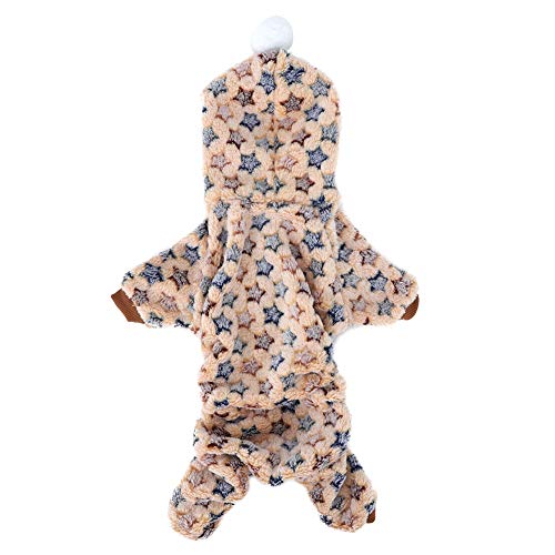 Fydun Abrigo de Invierno para Perros, Chaquetas de Franela Sandy para Perros, Ropa de Mono para Perros de Clima frío, Pijamas cálidos de Invierno, Disfraz de Estrella para Gatos y Perros(L)