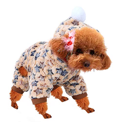 Fydun Abrigo de Invierno para Perros, Chaquetas de Franela Sandy para Perros, Ropa de Mono para Perros de Clima frío, Pijamas cálidos de Invierno, Disfraz de Estrella para Gatos y Perros(L)