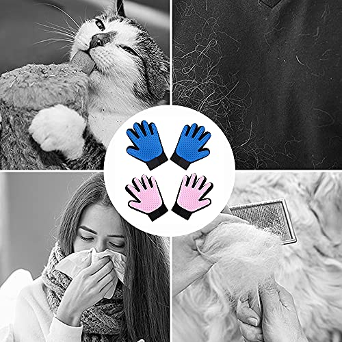 Fyfjur 4 Piezas Guantes de Aseo para Mascotas, Guante Quita pelos de Perro, Manopla Gato, Manopla Perro, Guante para Cepillos para Quitar el Pelo, Cepillo para Pelo de Gato, Guante para Masaje