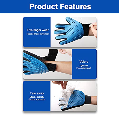Fyfjur 4 Piezas Guantes de Aseo para Mascotas, Guante Quita pelos de Perro, Manopla Gato, Manopla Perro, Guante para Cepillos para Quitar el Pelo, Cepillo para Pelo de Gato, Guante para Masaje