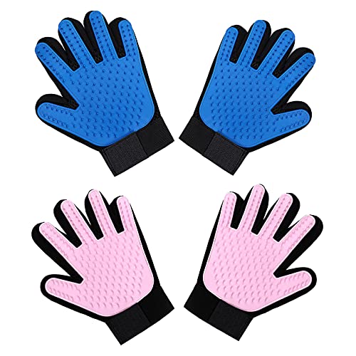 Fyfjur 4 Piezas Guantes de Aseo para Mascotas, Guante Quita pelos de Perro, Manopla Gato, Manopla Perro, Guante para Cepillos para Quitar el Pelo, Cepillo para Pelo de Gato, Guante para Masaje