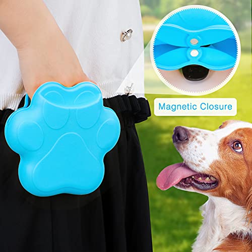Fyy Bolsa de golosinas para perros con clip, contenedor portátil de silicona para adiestramiento, dispensador de golosinas para perros con cierre magnético y clip de cintura azul