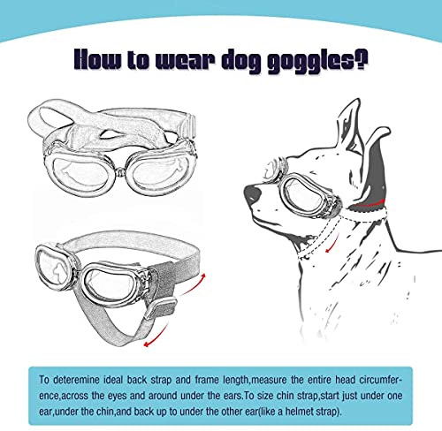 Gafas de Sol para Perros,Gafas de Perro Mascotas,Ajustables para Gafas Perros, Gafas Perros Protección UV con Protección Impermeables para Perros pequeños y medianos-blanco