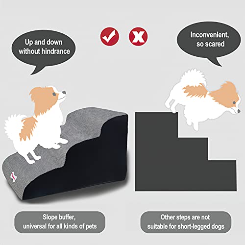Galatée Escaleras para Mascotas, Rampa para Mascotas Extraíble y Lavable, Escalones para Perros De Espuma De Alta Densidad 3 Niveles Escalera para Subir Mascotas（Negro）