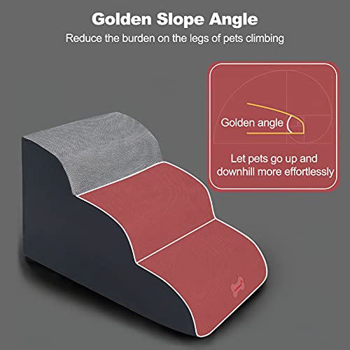 Galatée Escaleras para Mascotas, Rampa para Mascotas Extraíble y Lavable, Escalones para Perros De Espuma De Alta Densidad 3 Niveles Escalera para Subir Mascotas（Negro）