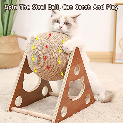 Galatée Juguete para Gatos, Juguete para Mascotas con Bola De Sisal Natural, Rascador De Garras De Gato para Gatos De Interior, Poste De Escalada para Gatitos para Descansar y Jugar（L）
