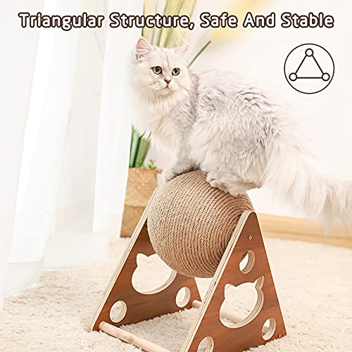 Galatée Juguete para Gatos, Juguete para Mascotas con Bola De Sisal Natural, Rascador De Garras De Gato para Gatos De Interior, Poste De Escalada para Gatitos para Descansar y Jugar（L）