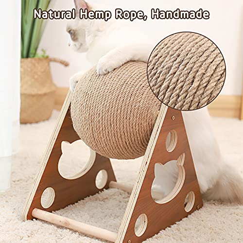 Galatée Juguete para Gatos, Juguete para Mascotas con Bola De Sisal Natural, Rascador De Garras De Gato para Gatos De Interior, Poste De Escalada para Gatitos para Descansar y Jugar（L）
