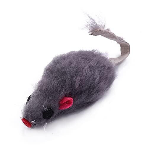 Gallaxy Ratones de Piel de Conejo Real Juguetes para Gatos Juguetes para Mascotas Juguetes para NiñOs Paquete de 12