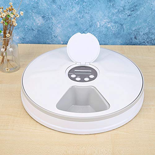 Gato Comedero Suministros alimentador automático de Mascotas alimentador de sincronización del Gato del Perro eléctrico dispensador de Alimentos Secos for Mascotas Cuenco Comedero (Color : White)