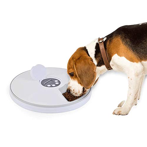 Gato Comedero Suministros alimentador automático de Mascotas alimentador de sincronización del Gato del Perro eléctrico dispensador de Alimentos Secos for Mascotas Cuenco Comedero (Color : White)