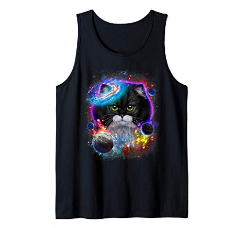 Gato de esmoquin en el espacio exterior y la galaxia. Camiseta sin Mangas