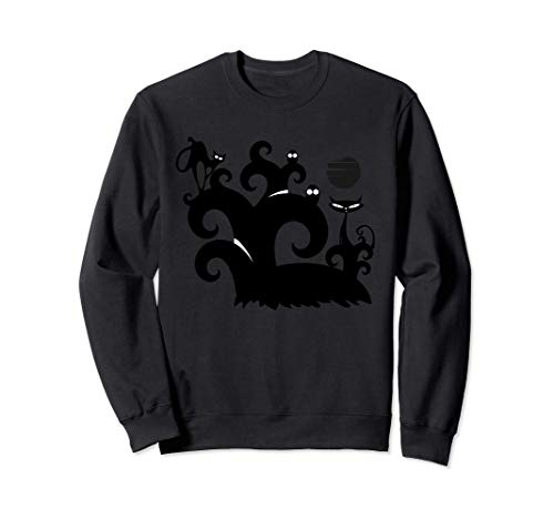 Gato Negro Feliz Halloween Divertido Gatito Dibujo de Carica Sudadera