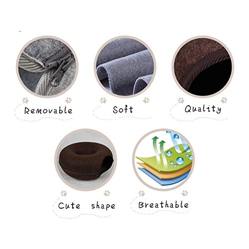 Gato Nido, Fieltro Suministros Juguete Túnel, Semicerrado Lavable Casa Animal Doméstico, Forma Túnel Buñuelo, Extraíble con Cremallera, Juego Interior Aire Libre, Cuatro Estaciones,A