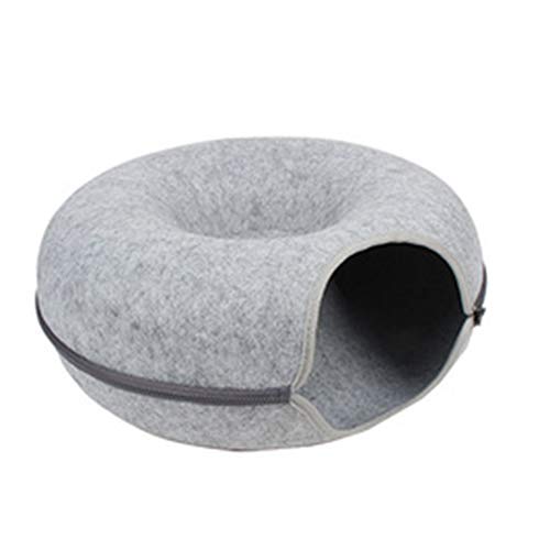 Gato Nido, Fieltro Suministros Juguete Túnel, Semicerrado Lavable Casa Animal Doméstico, Forma Túnel Buñuelo, Extraíble con Cremallera, Juego Interior Aire Libre, Cuatro Estaciones,A